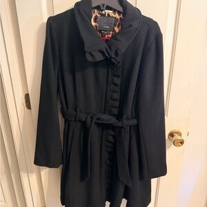 Steve Madden Black Ruffled Trench Coat